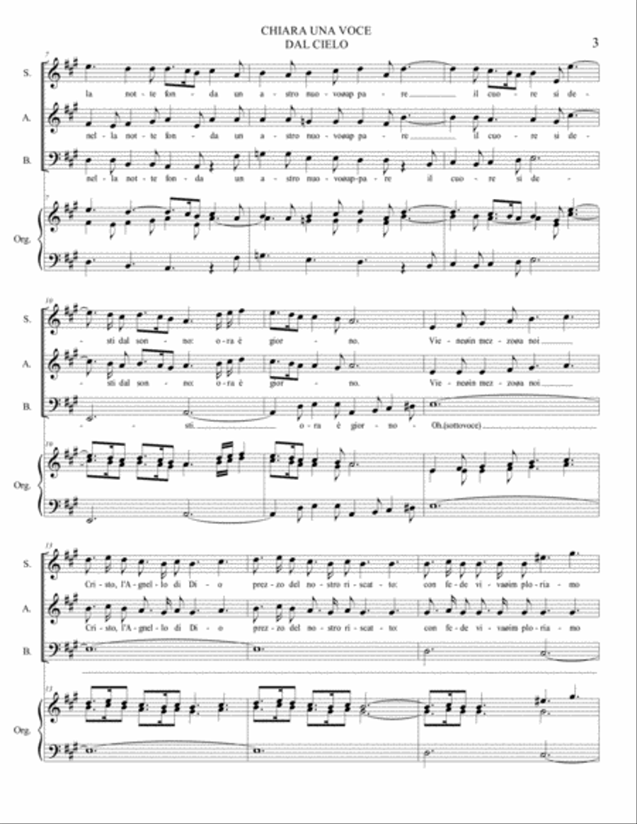 PASTORAL SYMPHONY from The Messiah - Arr. for SAB Choir and Organ - Italian Lyrics 3-Part scores gallery preview page 3