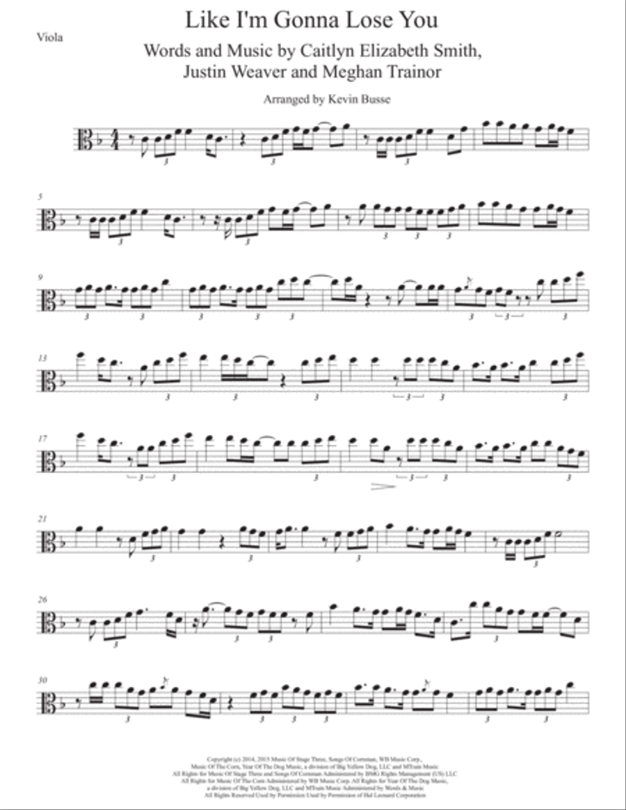 Like I'm Gonna Lose You Like I'm Gonna Lose You Viola Solo scores gallery preview page 1