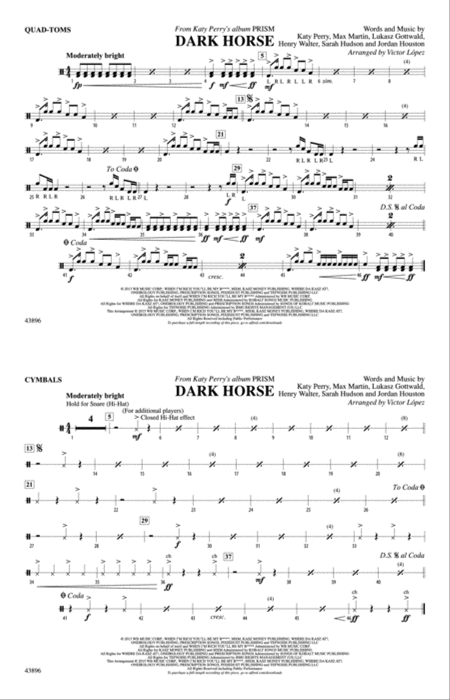 Dark Horse: Quad-Toms Marching Band scores gallery preview page 1