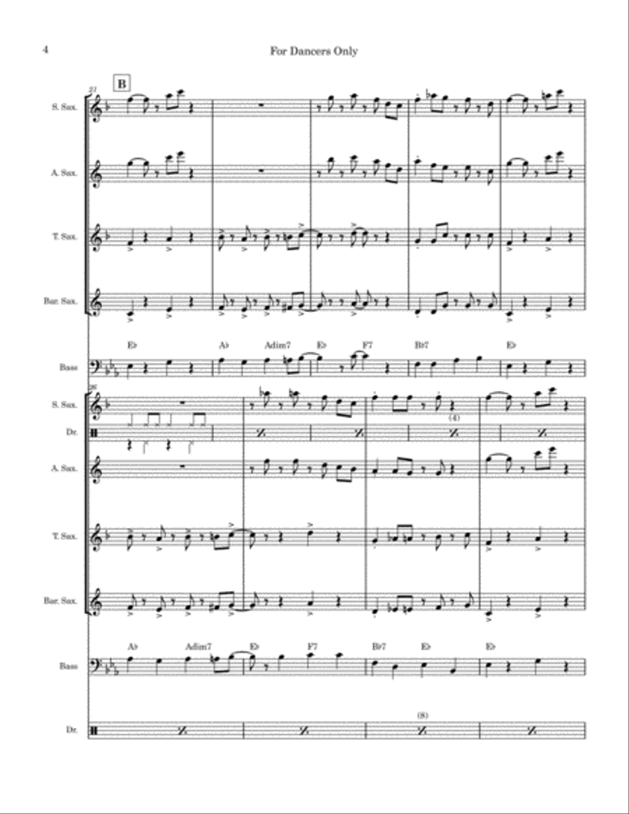 For Dancers Only Saxophone Quartet scores gallery preview page 4