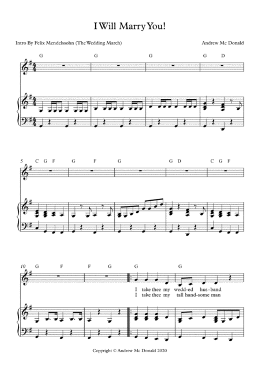 I Will Marry You! Soprano Voice scores gallery preview page 2