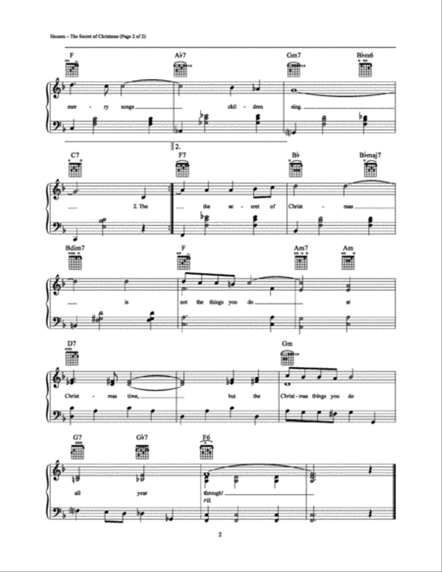 The Secret of Christmas Piano, Vocal, Guitar scores gallery preview page 2
