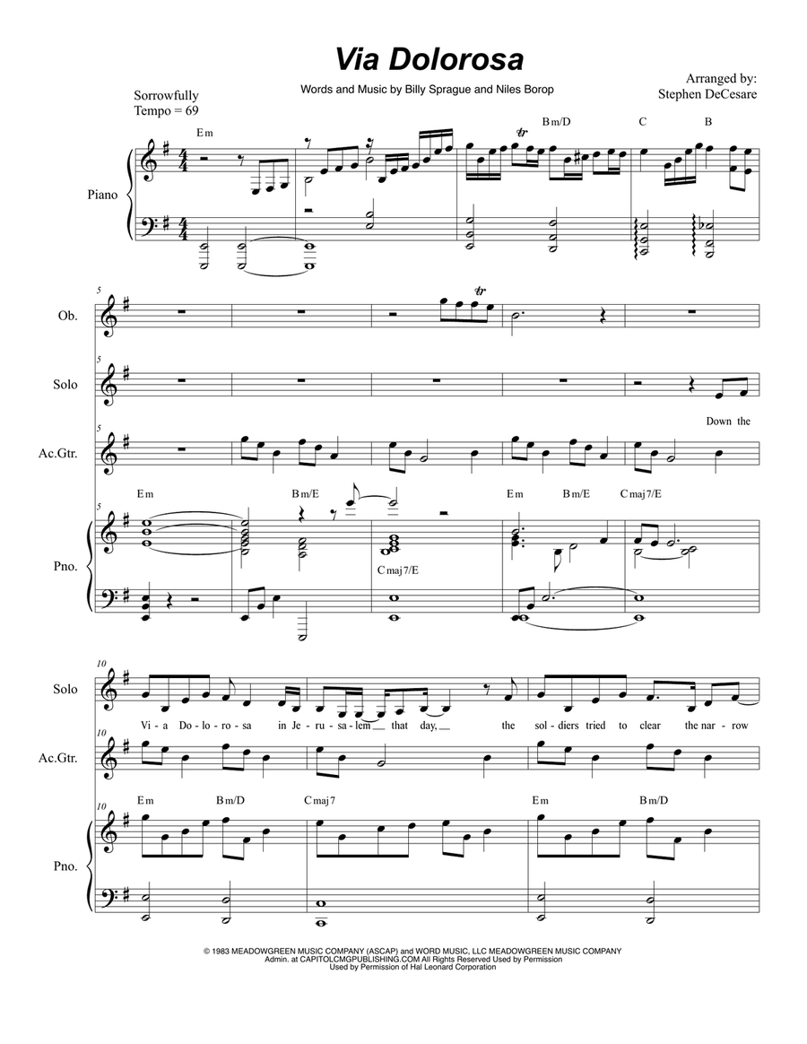 Via Dolorosa Piano, Vocal scores gallery preview page 1