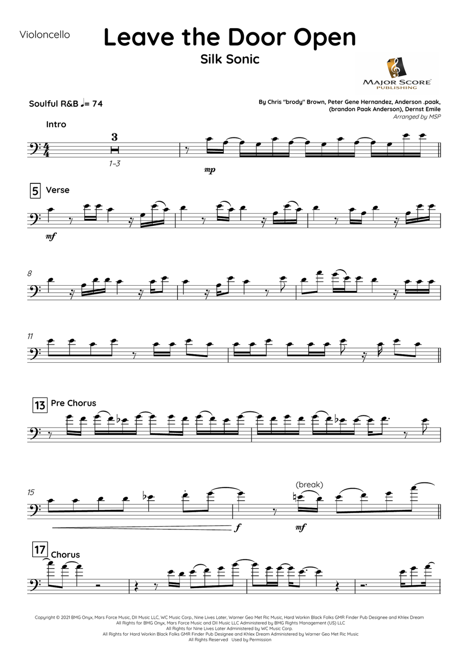 Leave The Door Open Piano scores gallery preview page 1