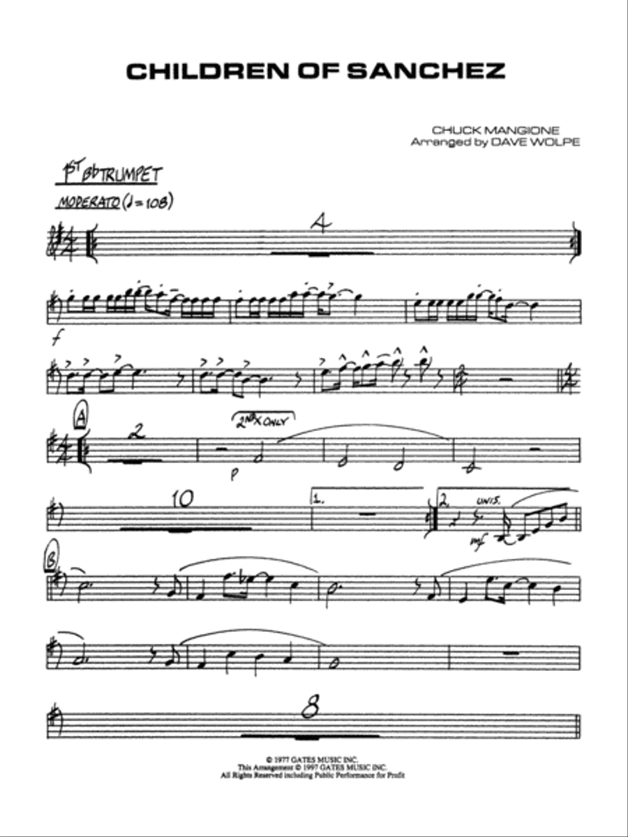 Children of Sanchez: 1st B-flat Trumpet Jazz Ensemble scores gallery preview page 1