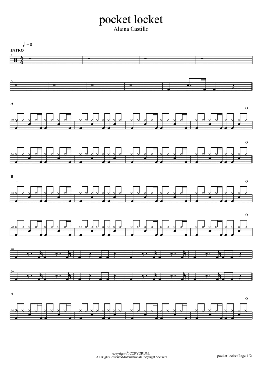 Pocket Locket Drum Set scores gallery preview page 1