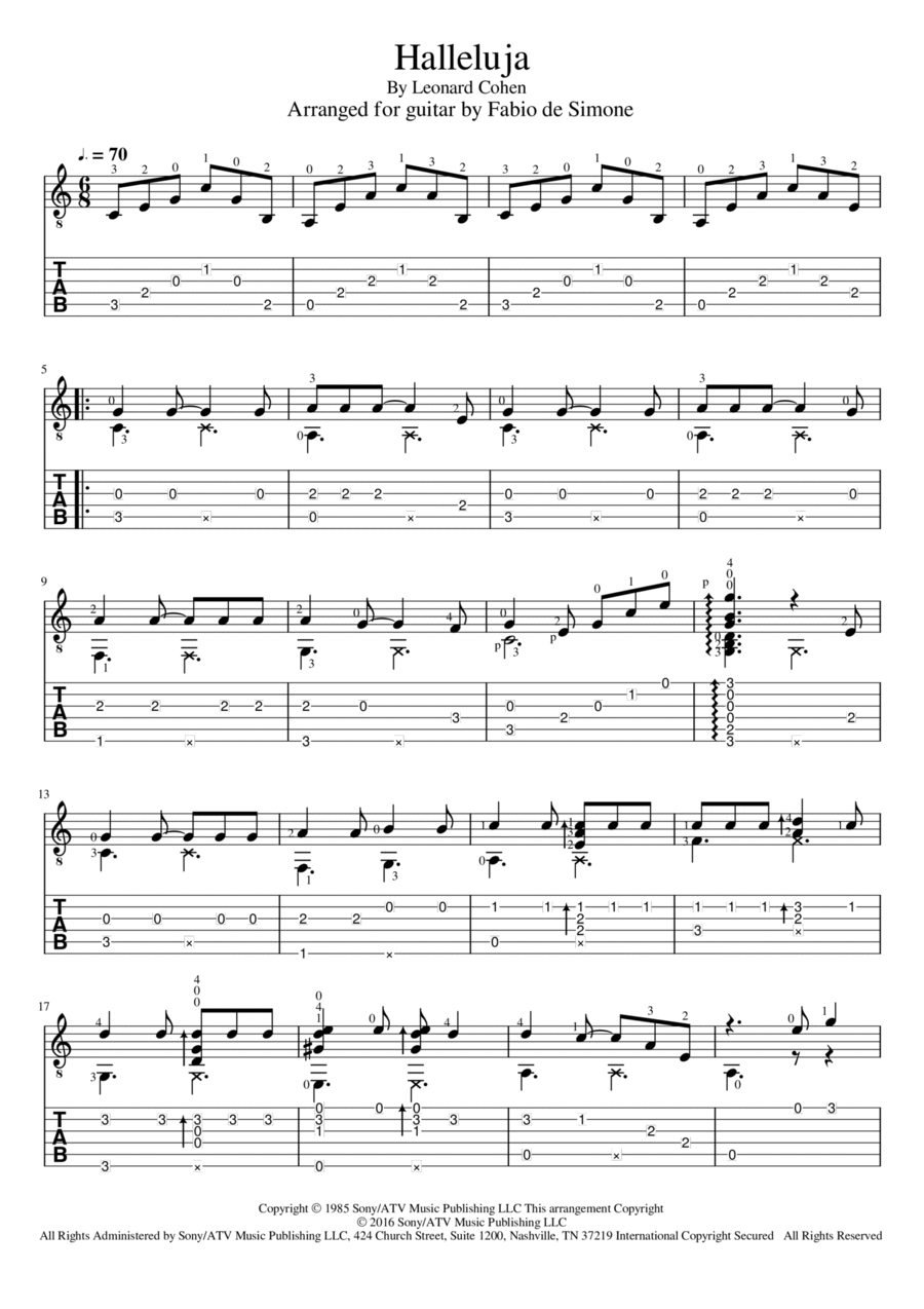 Hallelujah Electric Guitar scores gallery preview page 1