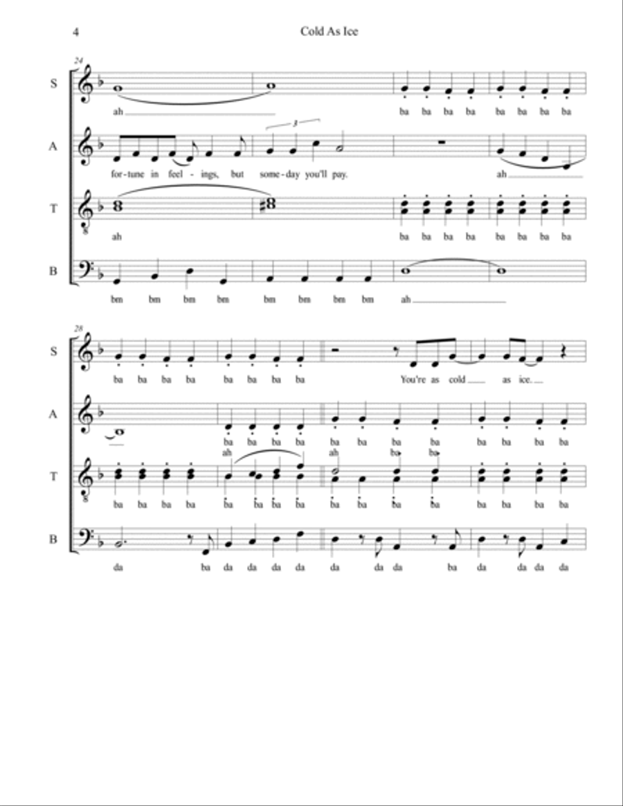 Cold As Ice 4-Part scores gallery preview page 4