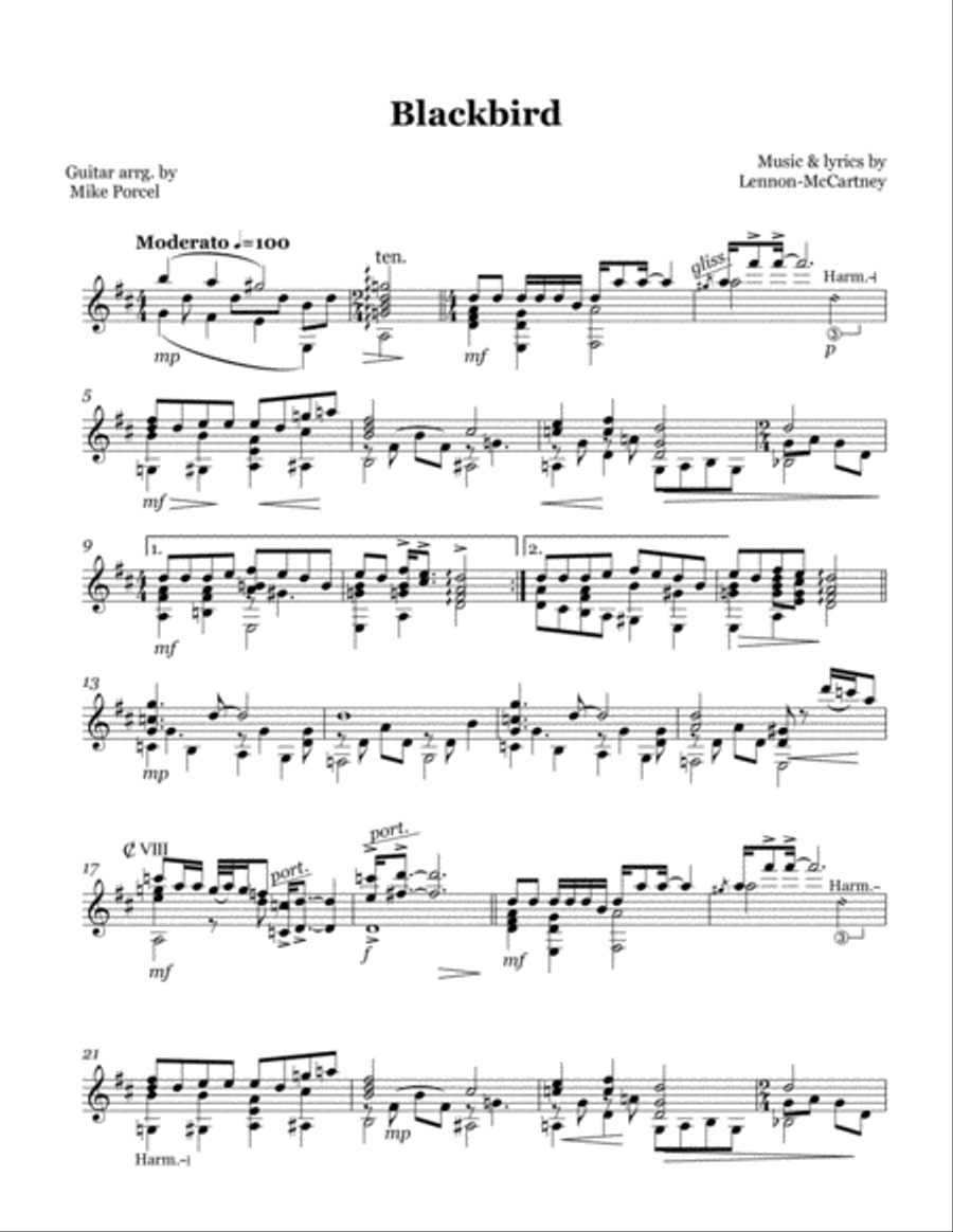Blackbird Blackbird Guitar Solo scores gallery preview page 1