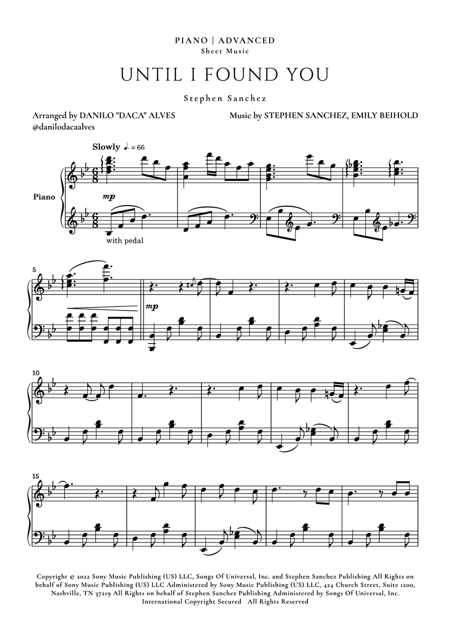 Until I Found You Piano Solo scores gallery preview page 1