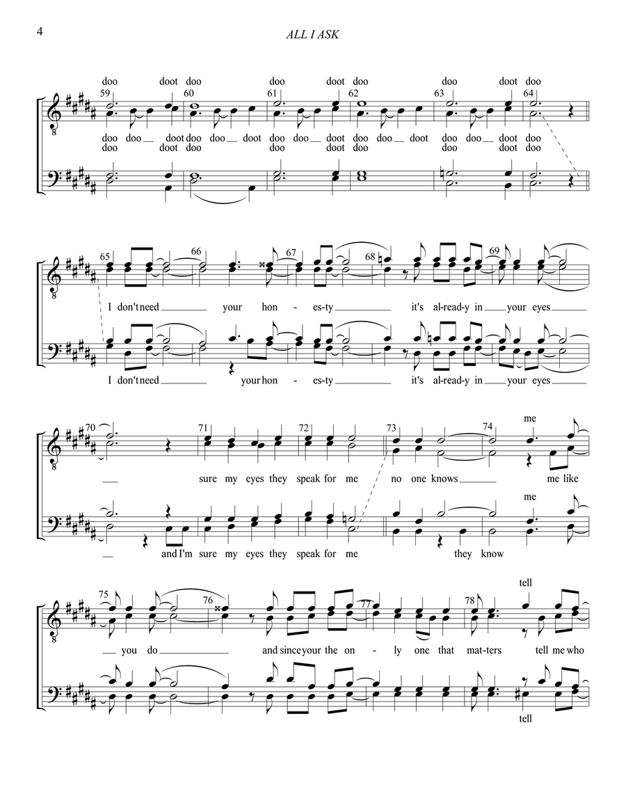 All I Ask TTBB scores gallery preview page 5