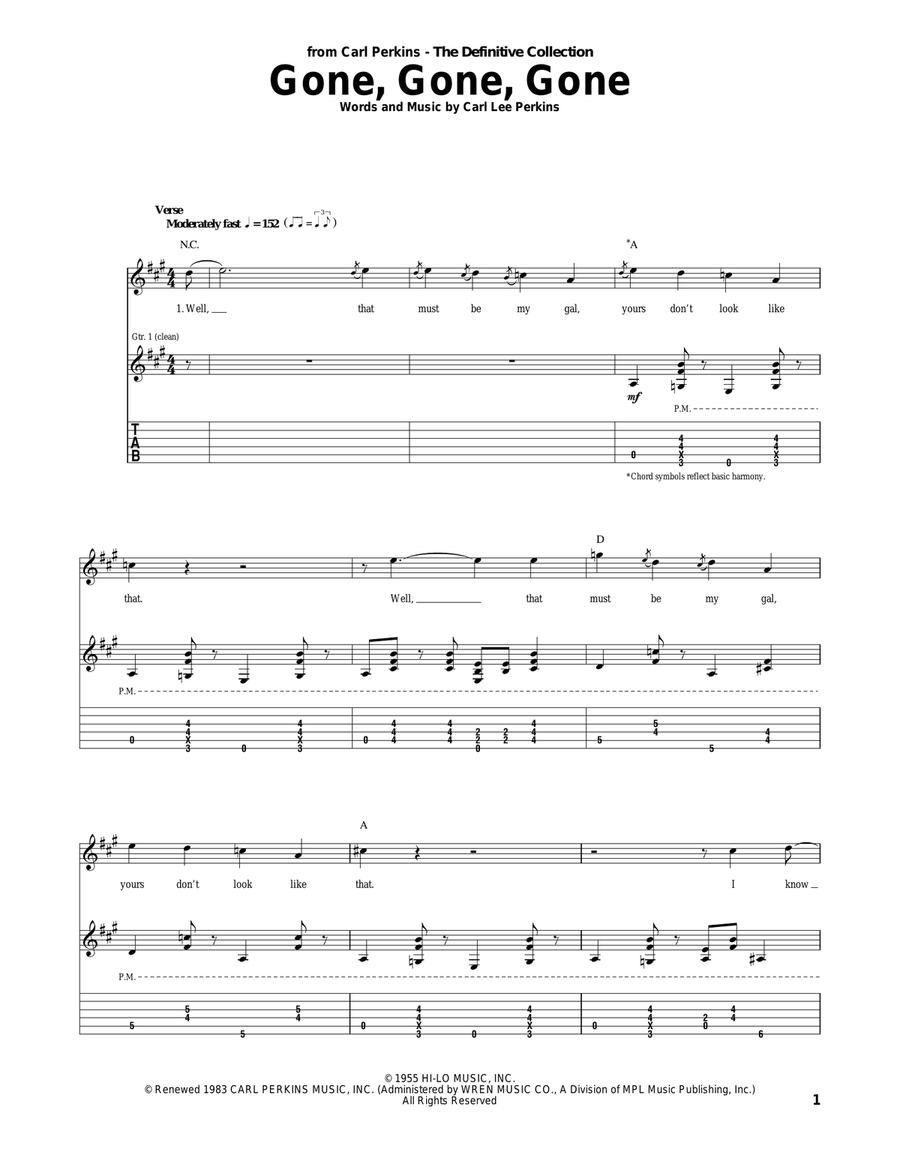 Gone, Gone, Gone Acoustic Guitar scores gallery preview page 1