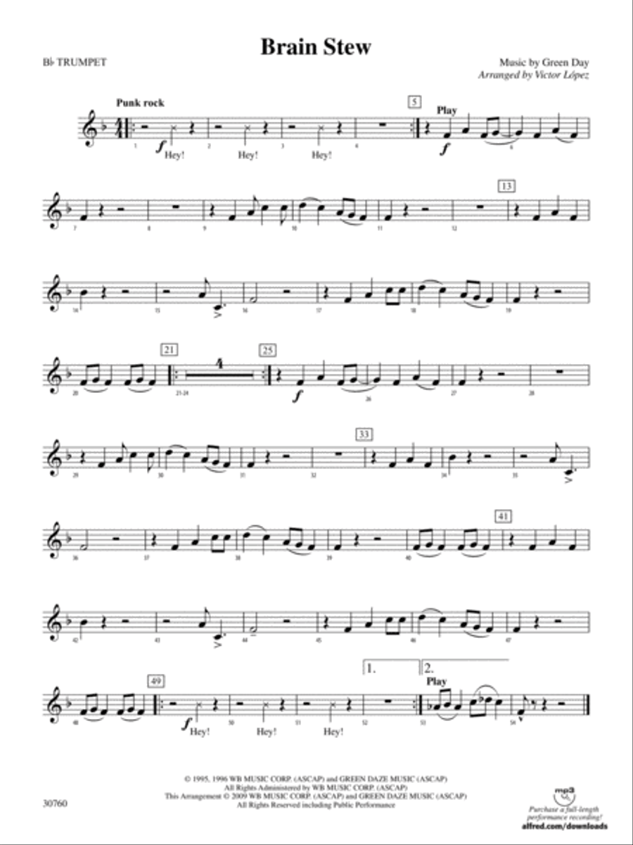 Brain Stew: 1st B-flat Trumpet Concert Band scores gallery preview page 1