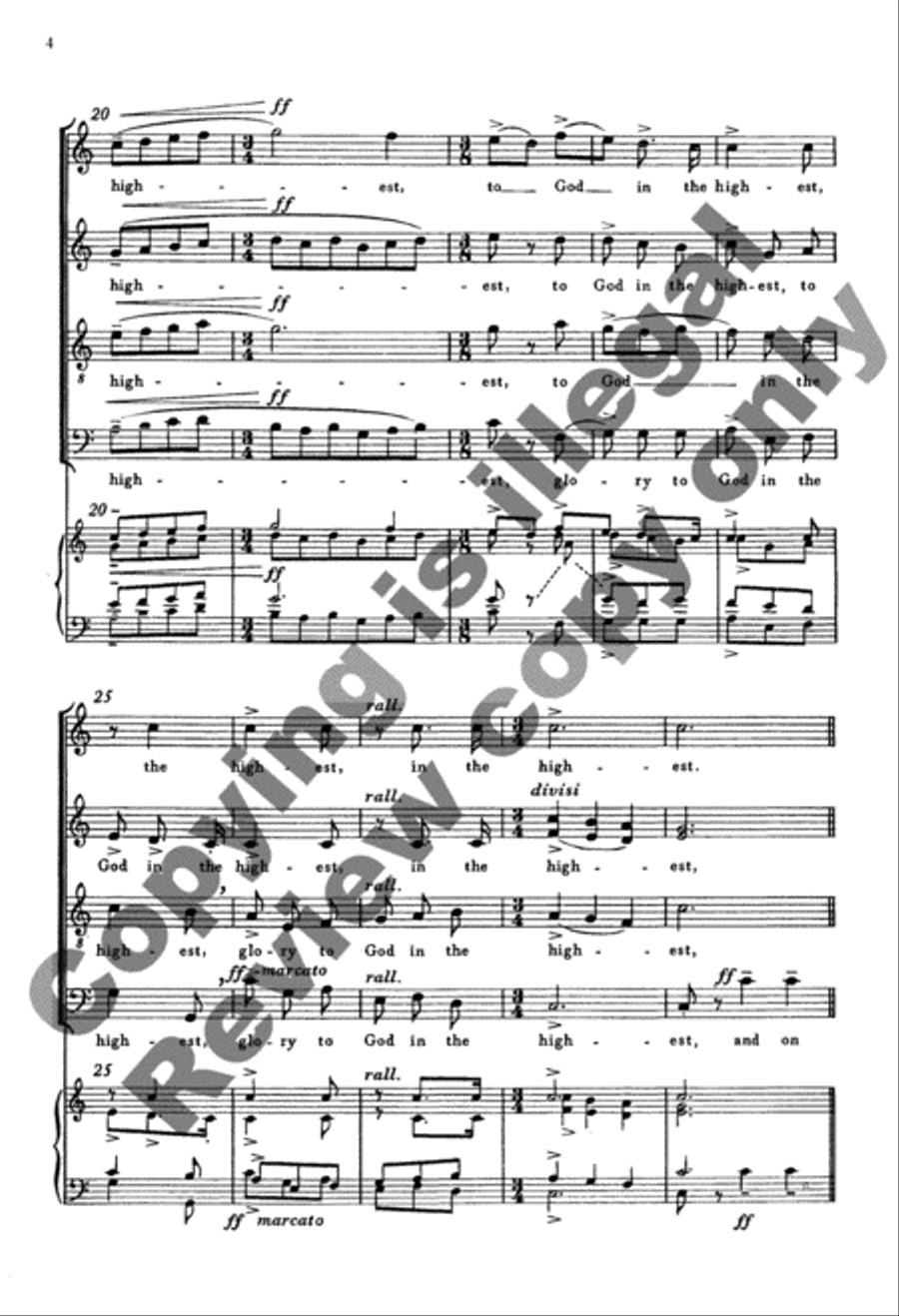 Glory to God in the Highest (Choral Score) 4-Part scores gallery preview page 4