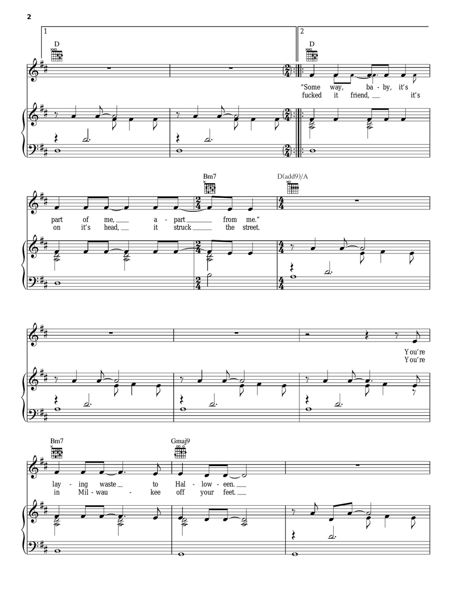 Holocene Holocene Piano, Vocal, Guitar scores gallery preview page 2