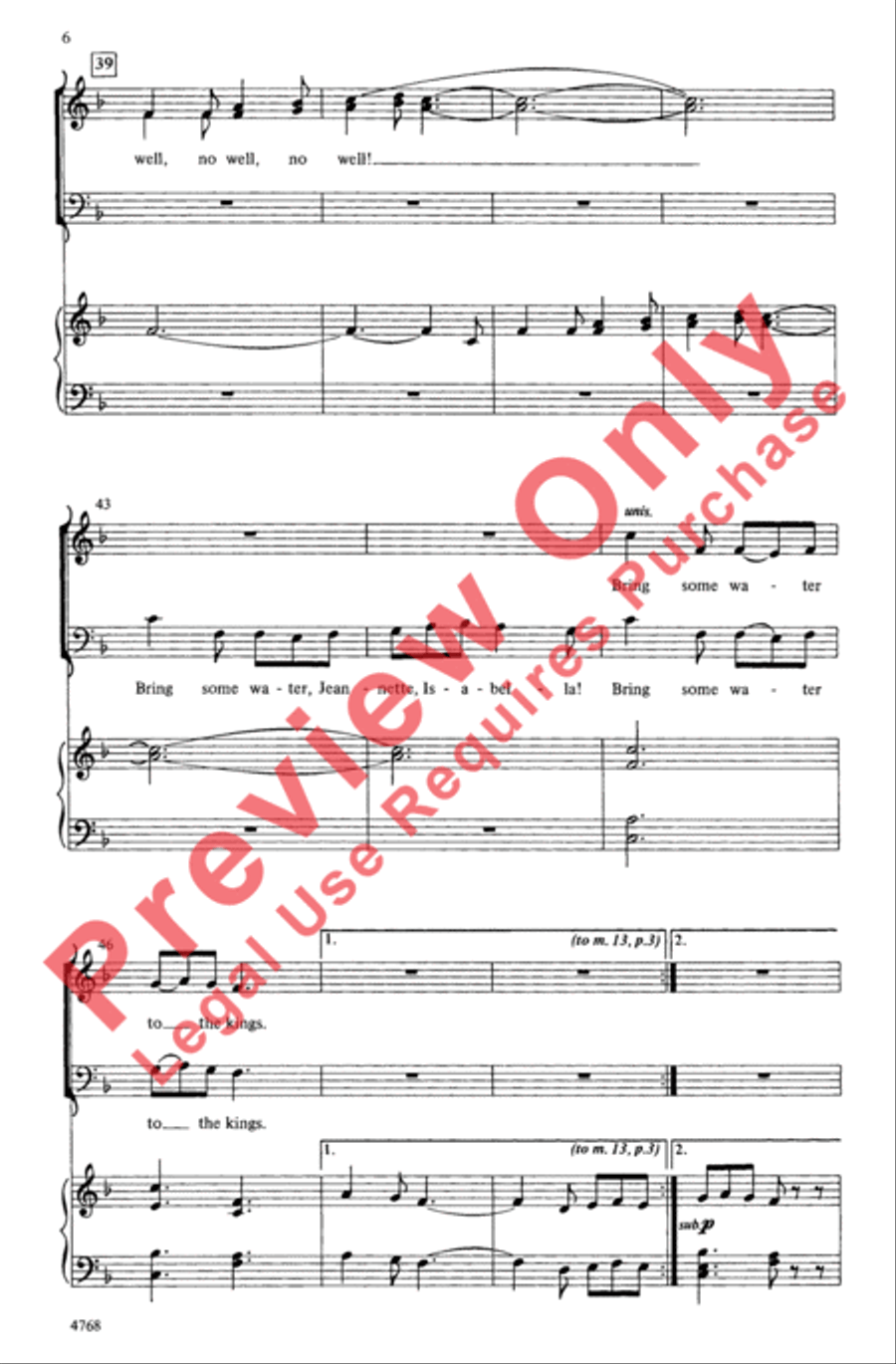 No Well, No Well! (Bring Some Water Jeannette, Isabella!) 3-Part scores gallery preview page 6