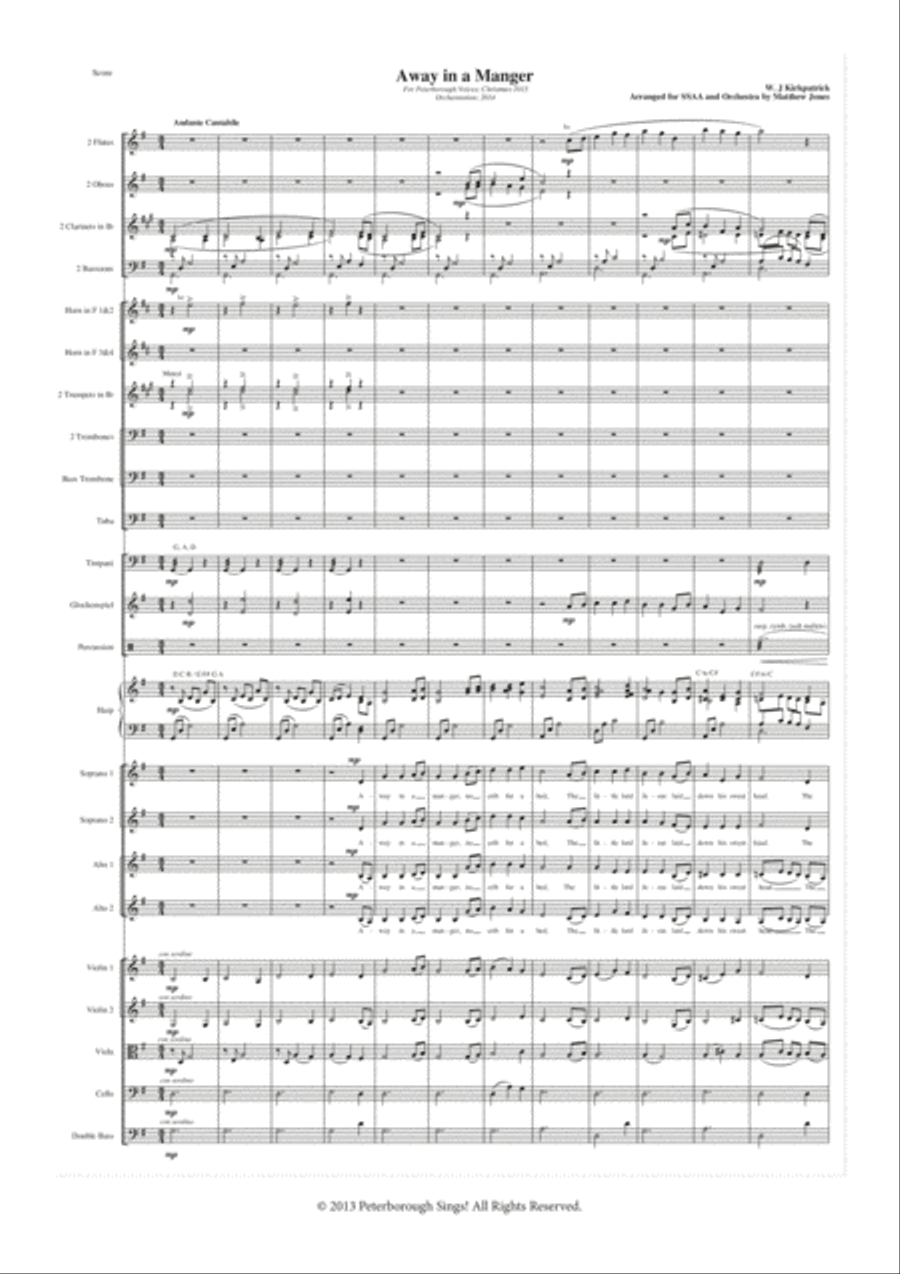 Away In A Manger SSAA Orchestral Accompaniment Score and Parts SSAA scores gallery preview page 3