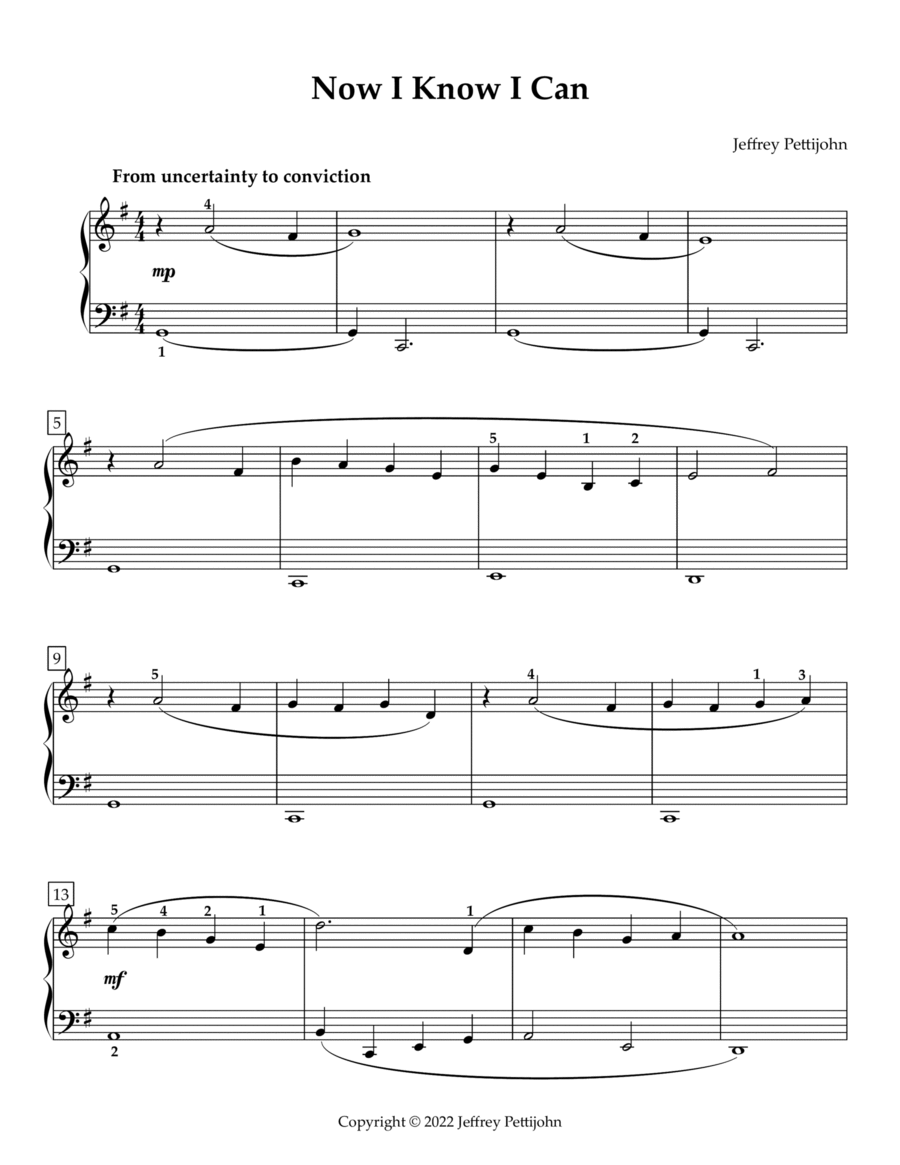 Now, I Know I Can Easy Piano scores gallery preview page 1