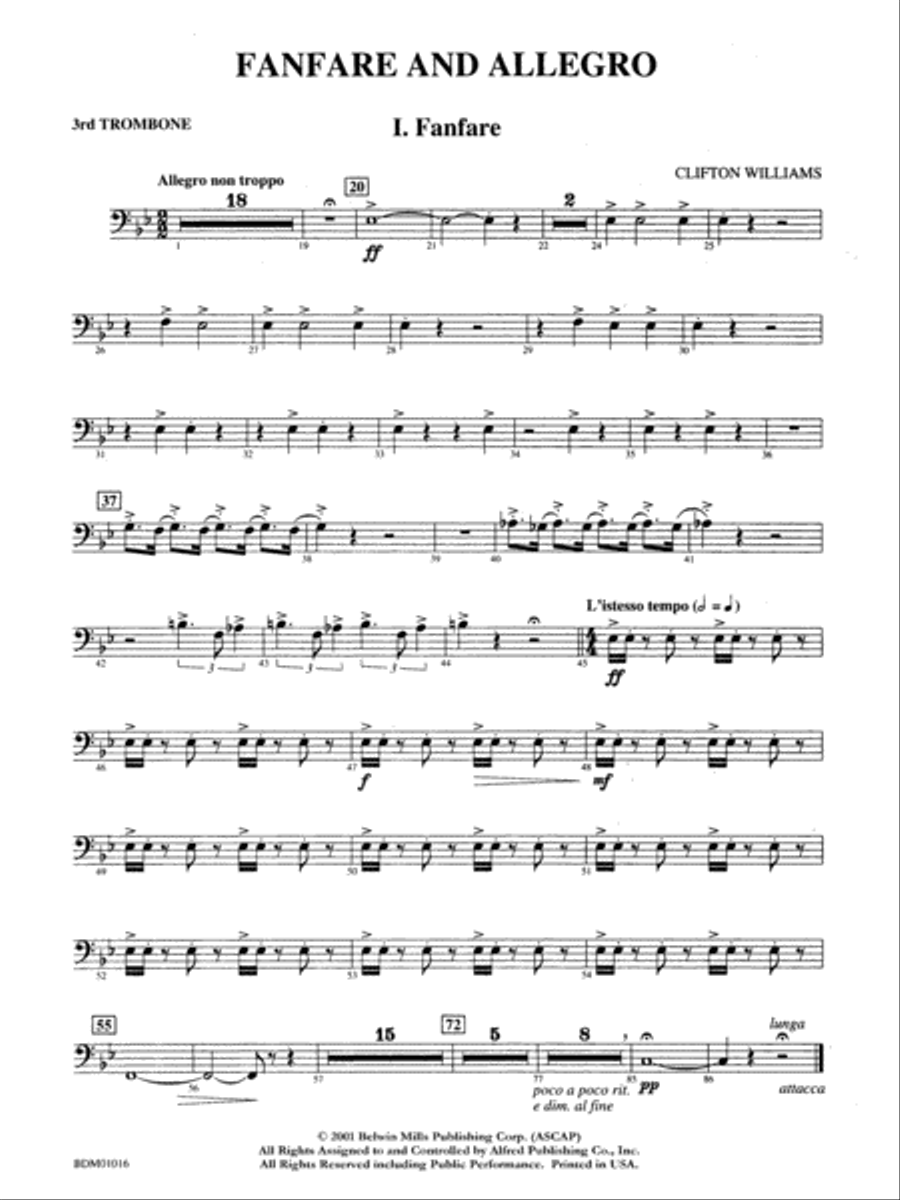 Fanfare and Allegro: 3rd Trombone Concert Band scores gallery preview page 1