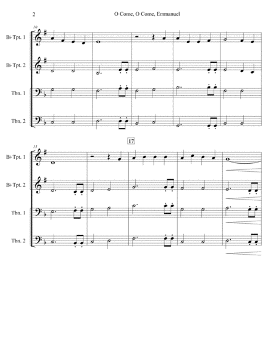 O Come, O Come, Emmanuel (Brass Quartet) Brass Quartet scores gallery preview page 6