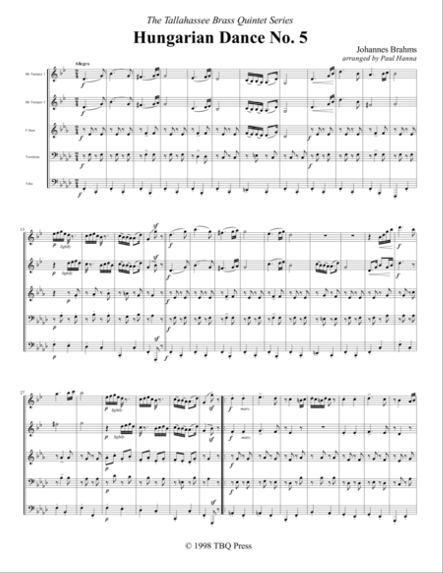 Hungarian Dance No. 5 Hungarian Dance No. 5 Brass Ensemble scores gallery preview page 5