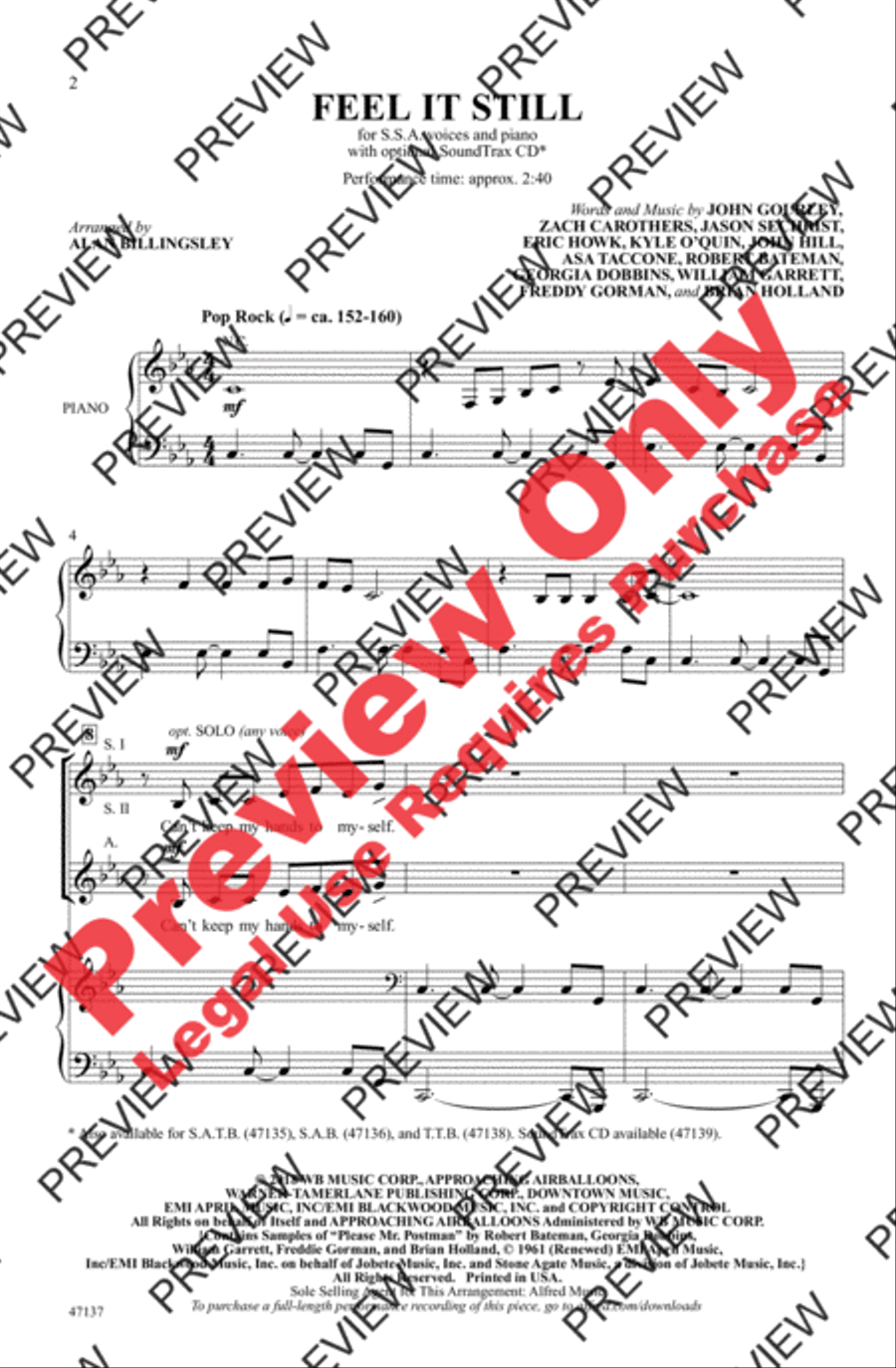 Feel It Still Women's Choir scores gallery preview page 2