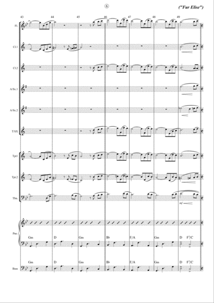 Fur Elise - For a medium jazz band Jazz Ensemble scores gallery preview page 6