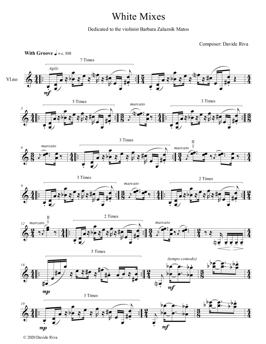 White Mixes White Mixes Violin Solo scores gallery preview page 1