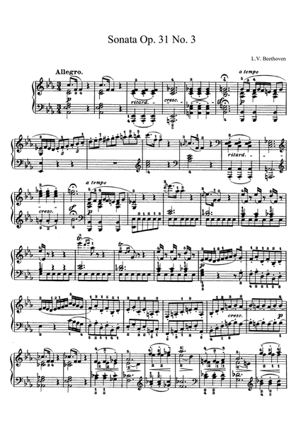 Beethoven Sonata No. 18 Op. 31 No. 3 in E-flat Major