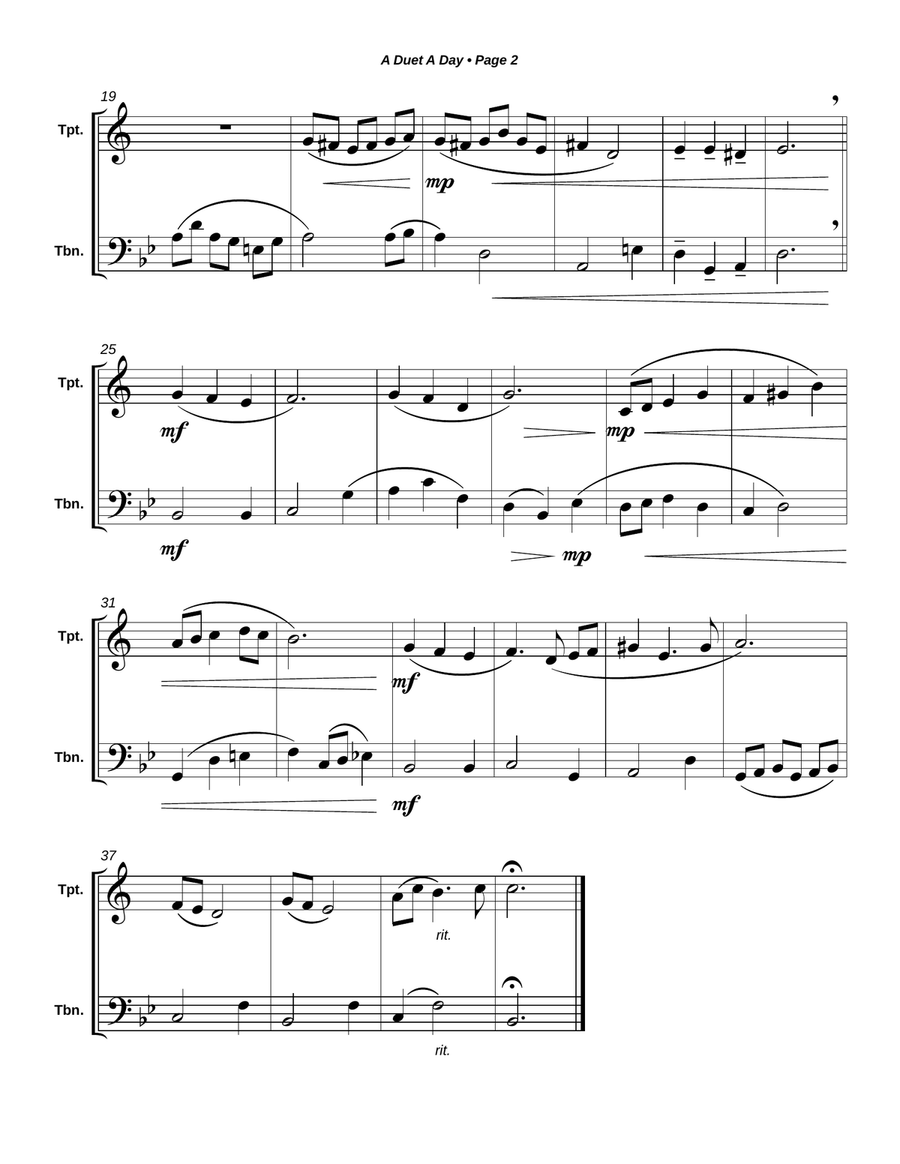 A Duet A Day for Trumpet and Trombone Brass Duet scores gallery preview page 3