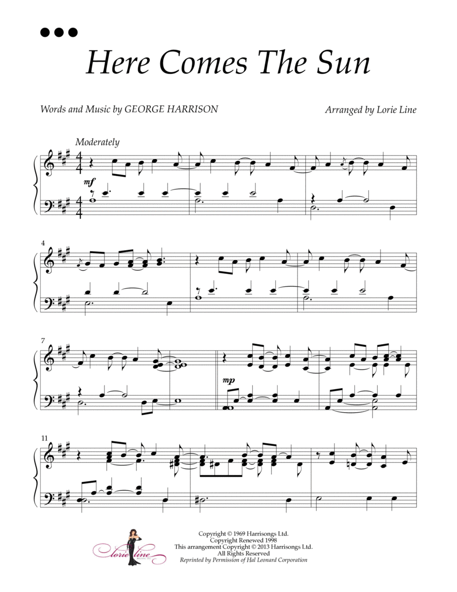Here Comes The Sun Piano Solo scores gallery preview page 1
