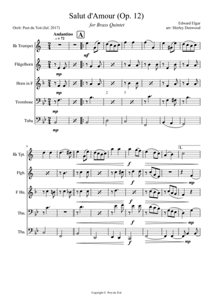 Salut d'Amour, Op.12 - Edward Elgar (Brass Quintet) image number null