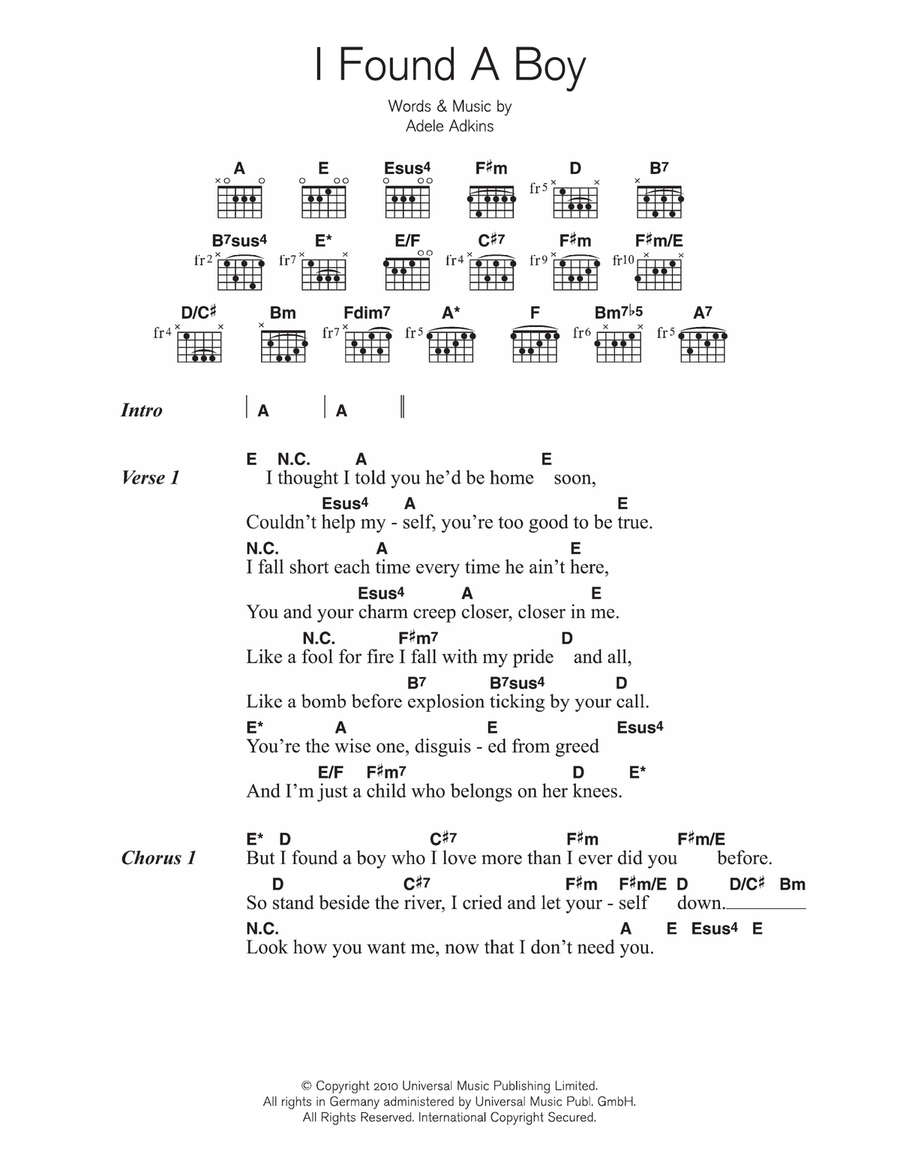 I Found A Boy Acoustic Guitar scores gallery preview page 1