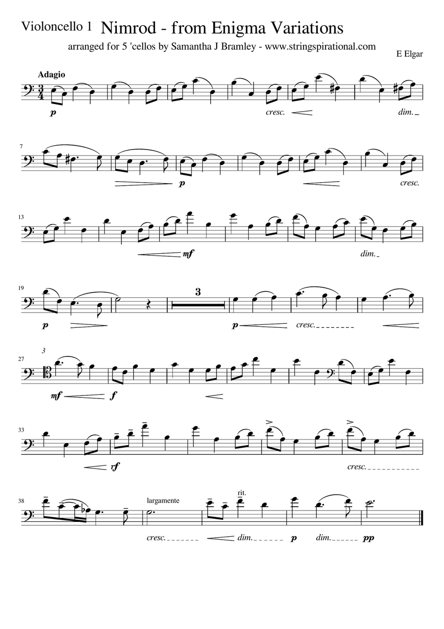 'Nimrod' from the 'Enigma' Variations for 'cello quintet Cello Solo scores gallery preview page 4