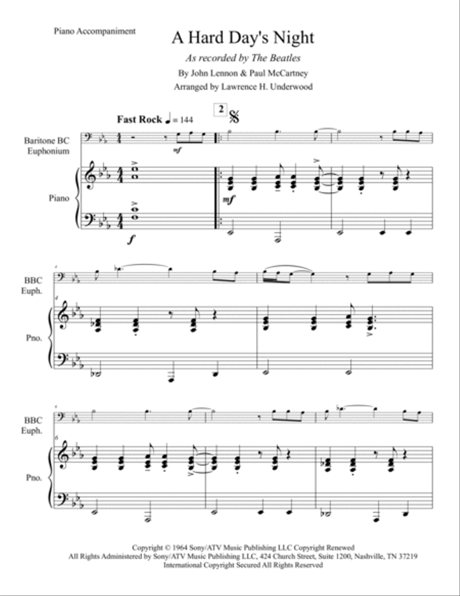 A Hard Day's Night Baritone Horn BC scores gallery preview page 2