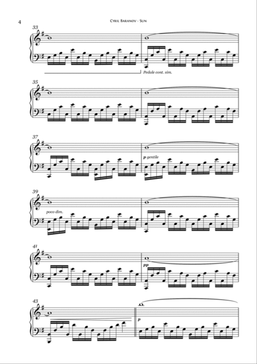 Sun Piano Solo scores gallery preview page 4