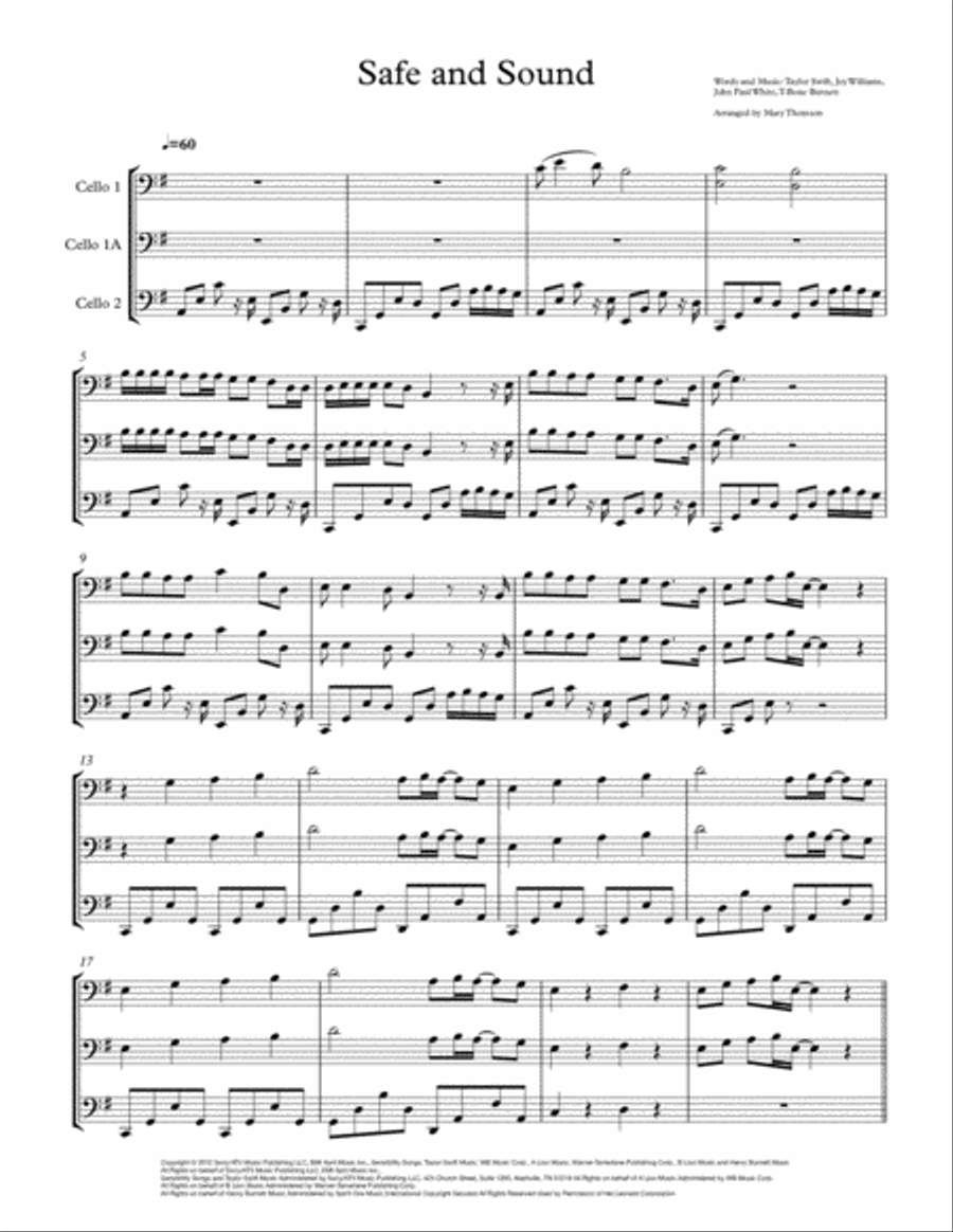 Safe And Sound String Duet scores gallery preview page 1