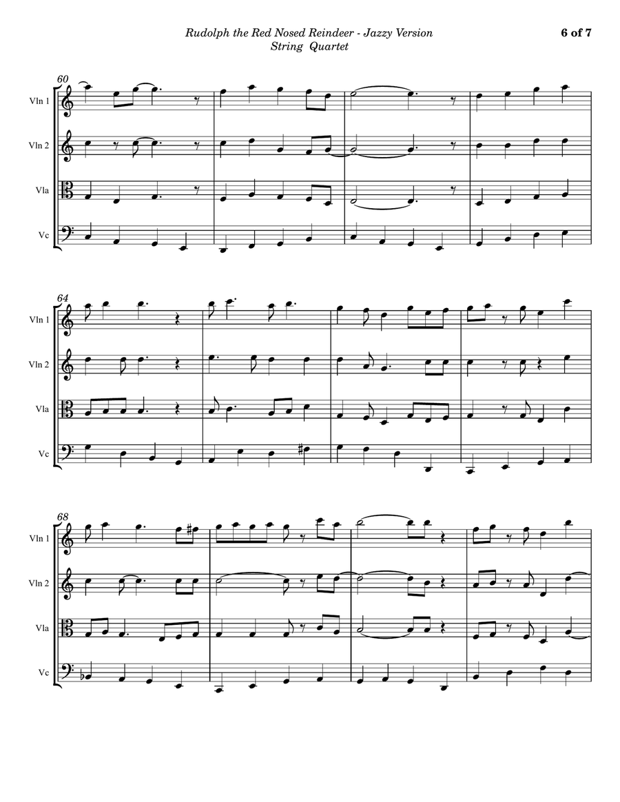 Rudolph The Red-nosed Reindeer String Quartet scores gallery preview page 6