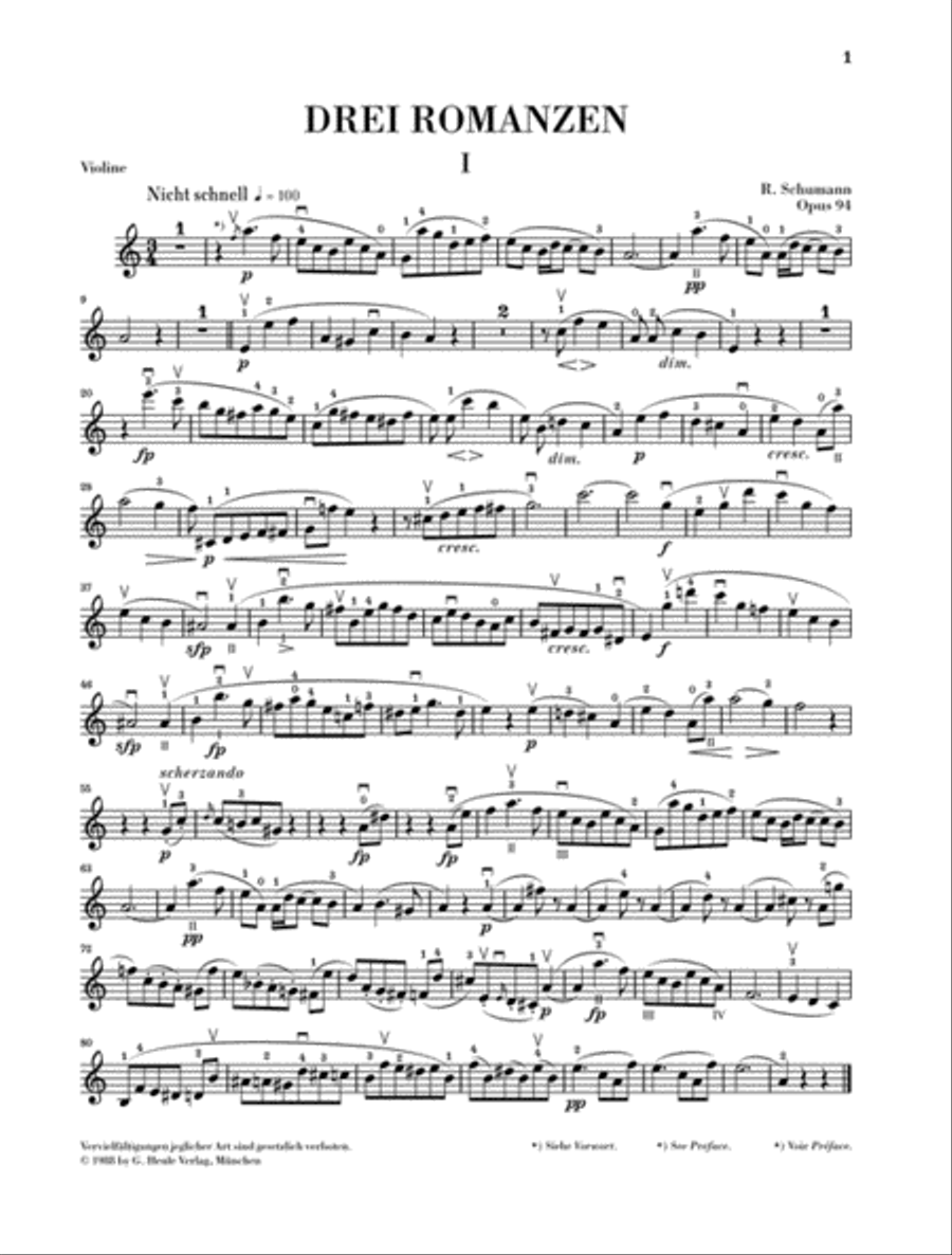3 Romances for Oboe and Piano Op. 94 Violin Solo scores gallery preview page 2