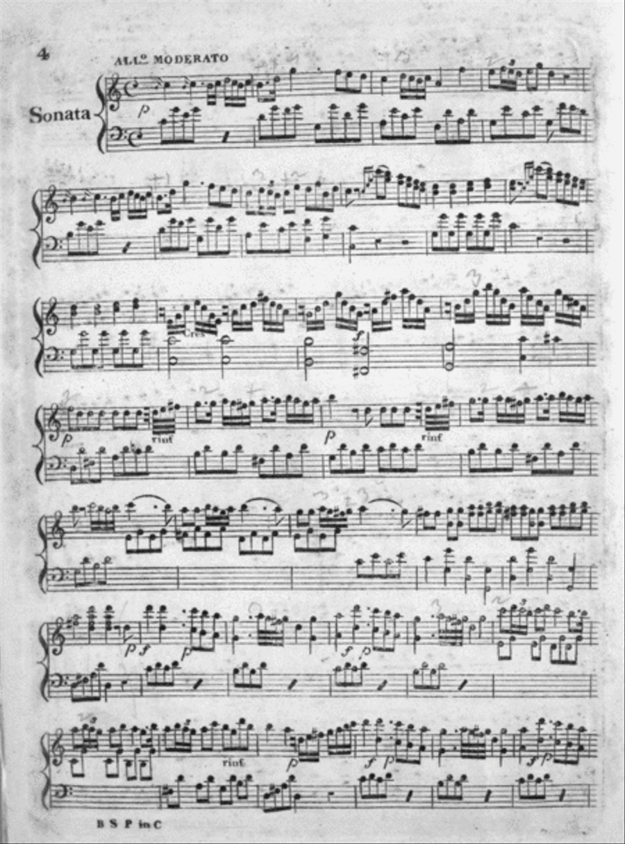 Blattman's Arrangement of a Favorite Sonata By Pleyel for the Harp or Piano Forte, with an Accompaniment for the Flute or Violi Flute scores gallery preview page 2