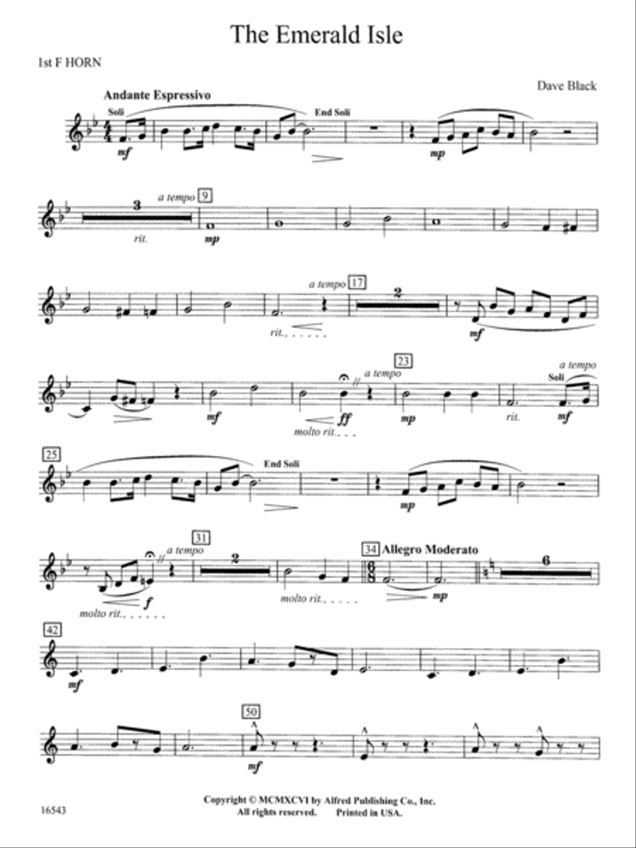 The Emerald Isle: 1st F Horn Concert Band scores gallery preview page 1