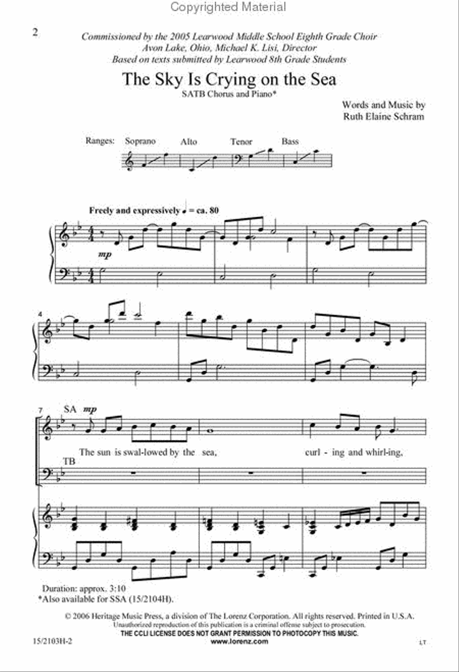 The Sky Is Crying on the Sea 4-Part scores gallery preview page 2