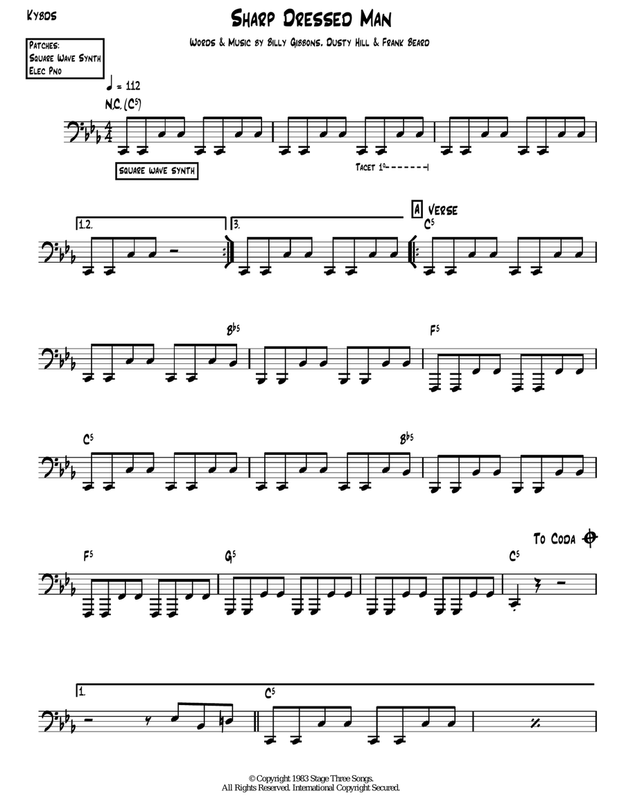 Sharp Dressed Man Piano scores gallery preview page 1