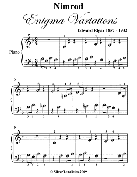 Nimrod Enigma Variations Beginner Piano Sheet Music