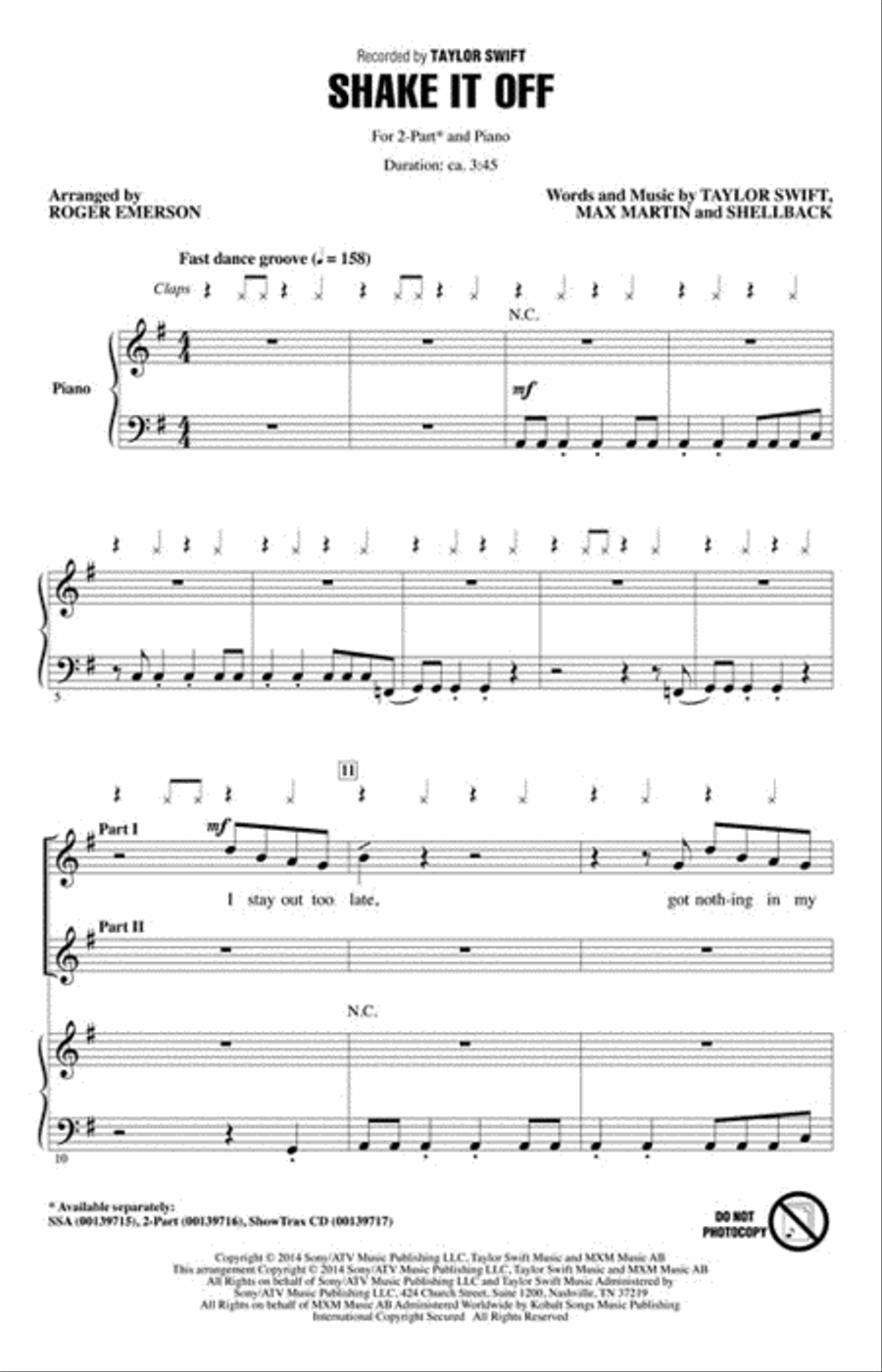 Shake It Off Shake It Off 2-Part scores gallery preview page 2