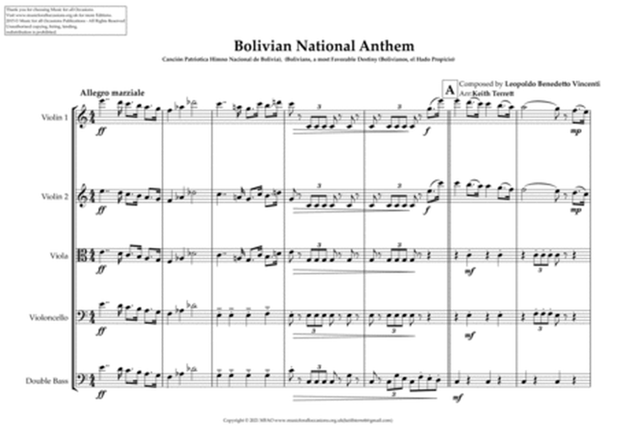Bolivian National Anthem for String Orchestra (MFAO World National Anthem Series) image number null