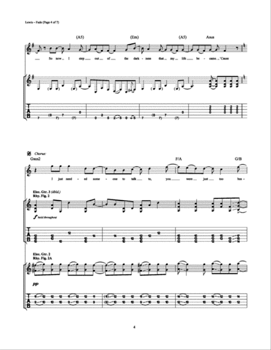 Fade Fade Electric Guitar scores gallery preview page 4