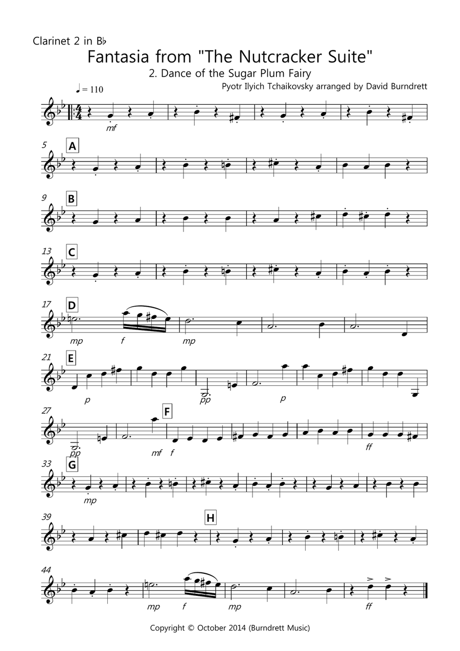 Dance of the Sugar Plum Fairy (fantasia from Nutcracker) for Clarinet Quartet Clarinet Quartet scores gallery preview page 5