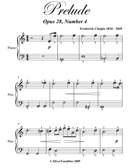 Prelude Opus 28 Number 4 Easiest Piano Sheet Music