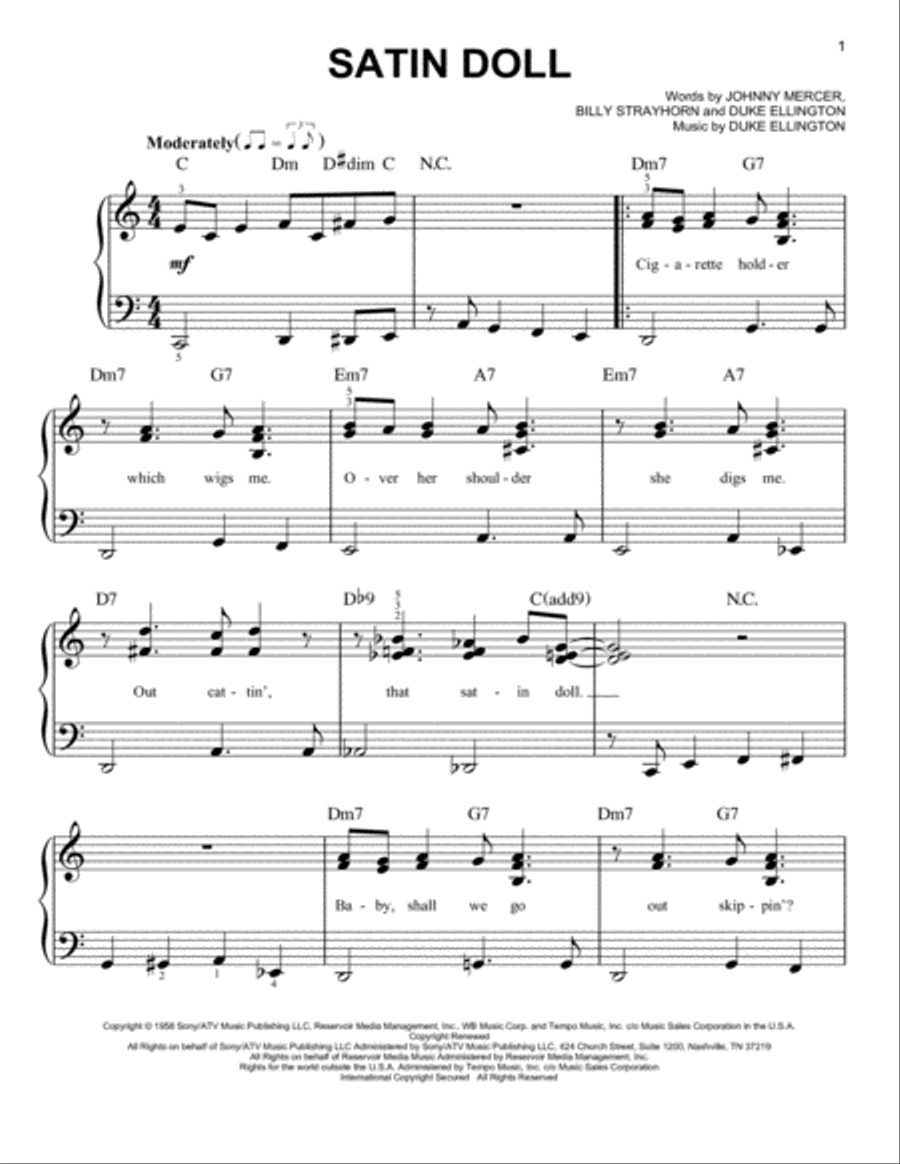 Satin Doll Satin Doll Easy Piano scores gallery preview page 1